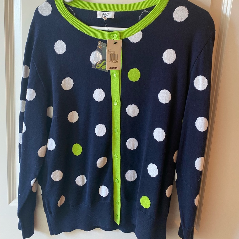 Polka dot cardigan crown and ivy